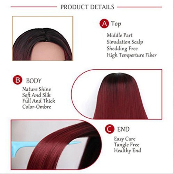 Ombre Red Full Wig main image 7